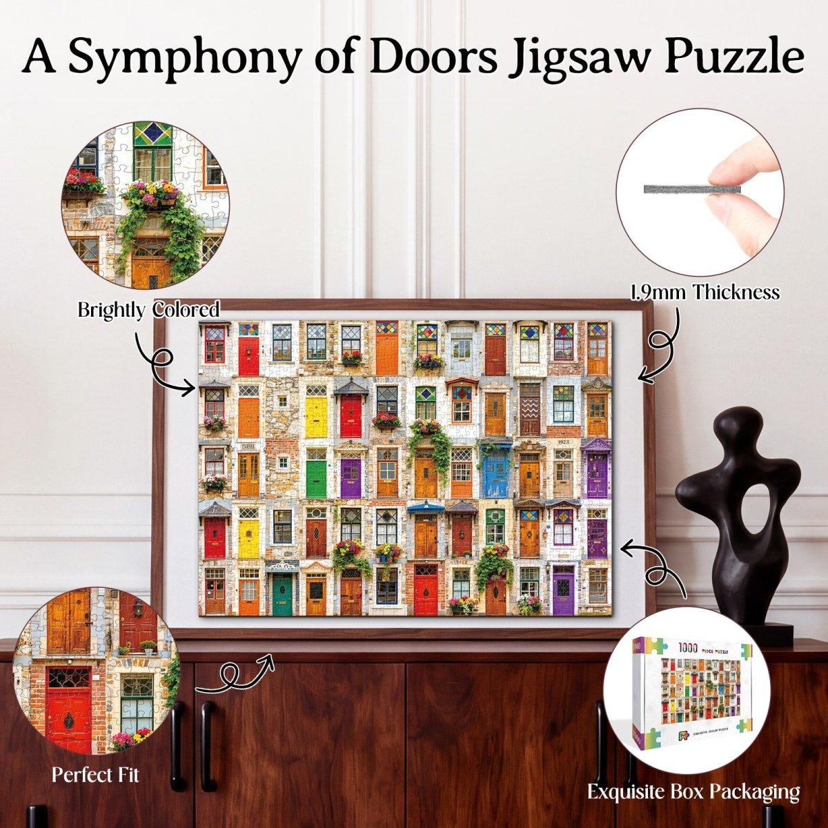 Artistic 1000 - Piece Cardboard Jigsaw Puzzle - A Symphony of Doors - KAAYEE Puzzle