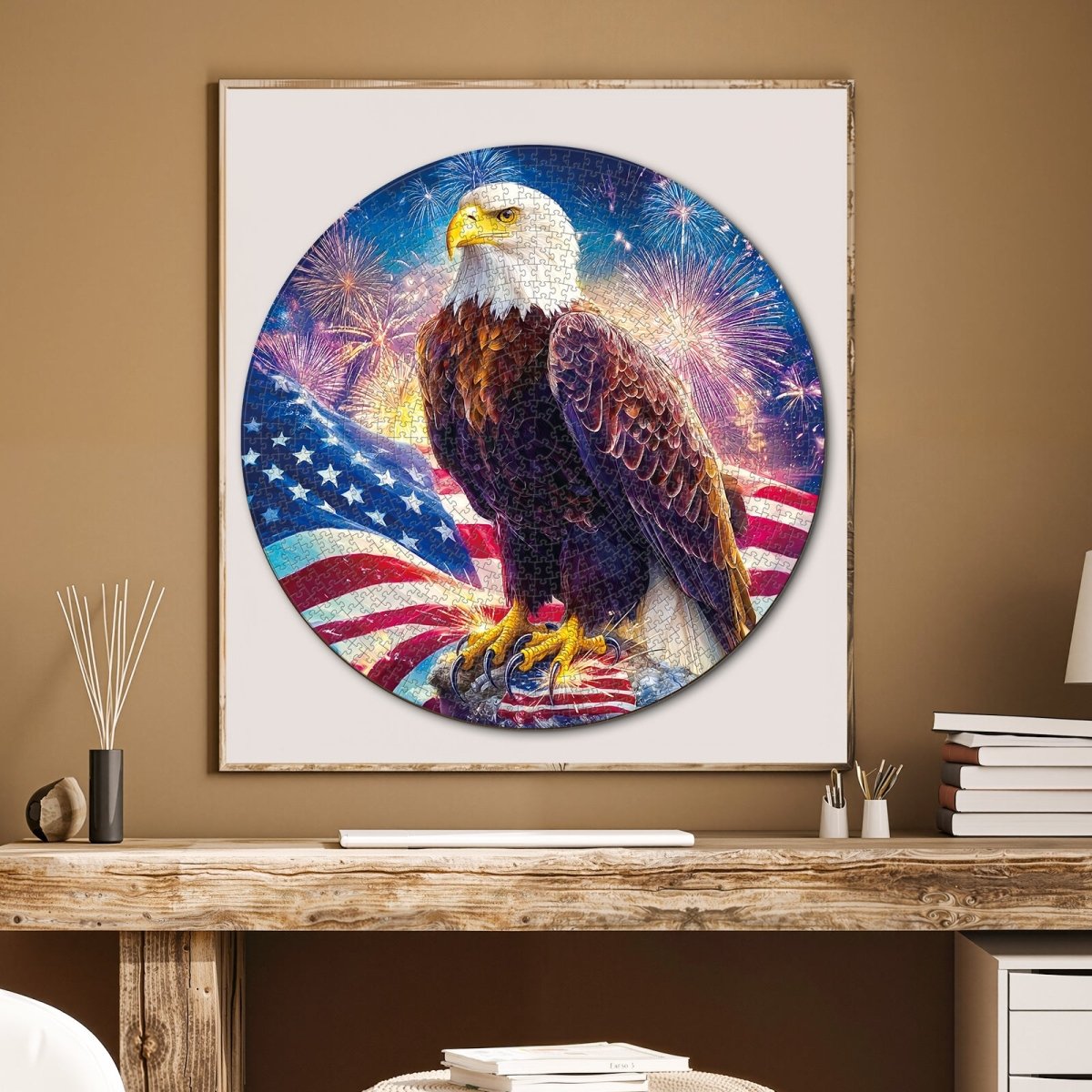Artistic 1000 - Piece Cardboard Jigsaw Puzzle - Bald Eagle Flag - KAAYEE Puzzle