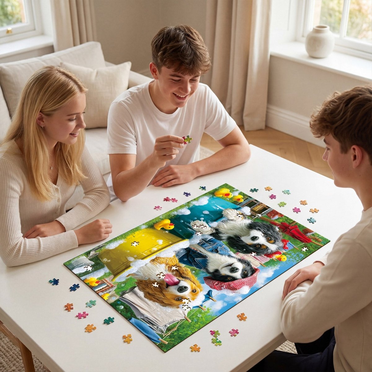 Artistic 1000 - Piece Cardboard Jigsaw Puzzle - Bubble Pup Squad - KAAYEE Puzzle