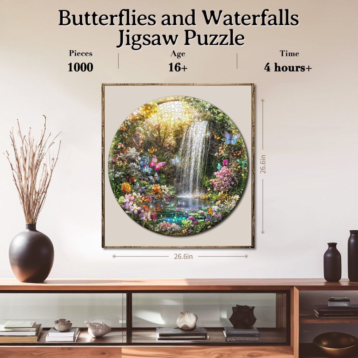 Artistic 1000 - Piece Cardboard Jigsaw Puzzle - Butterflies and Waterfalls - KAAYEE Puzzle