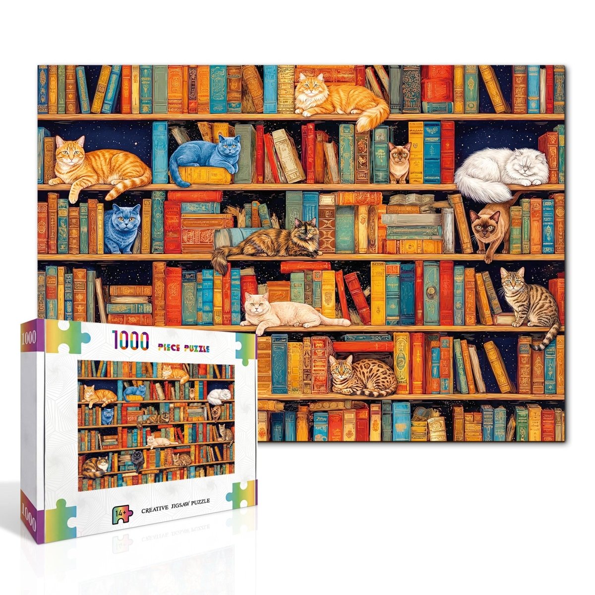 Artistic 1000 - Piece Cardboard Jigsaw Puzzle - Cat on Shelf - KAAYEE Puzzle