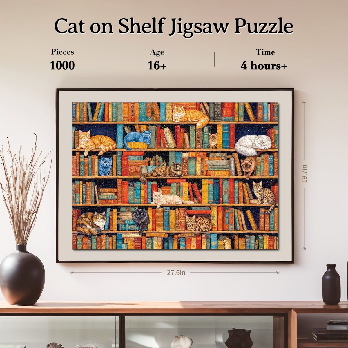 Artistic 1000 - Piece Cardboard Jigsaw Puzzle - Cat on Shelf - KAAYEE Puzzle