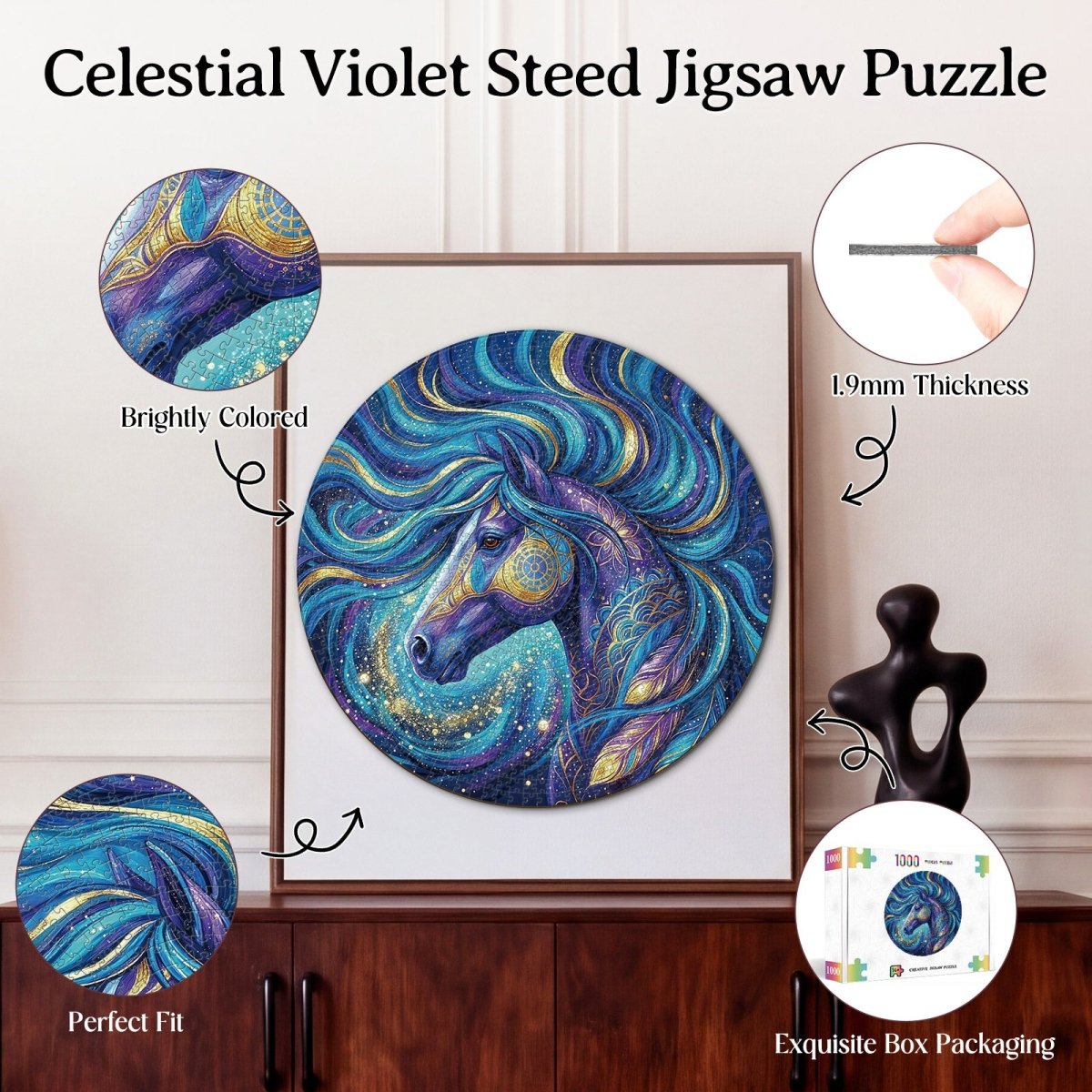 Artistic 1000 - Piece Cardboard Jigsaw Puzzle - Celestial Violet Steed - KAAYEE Puzzle