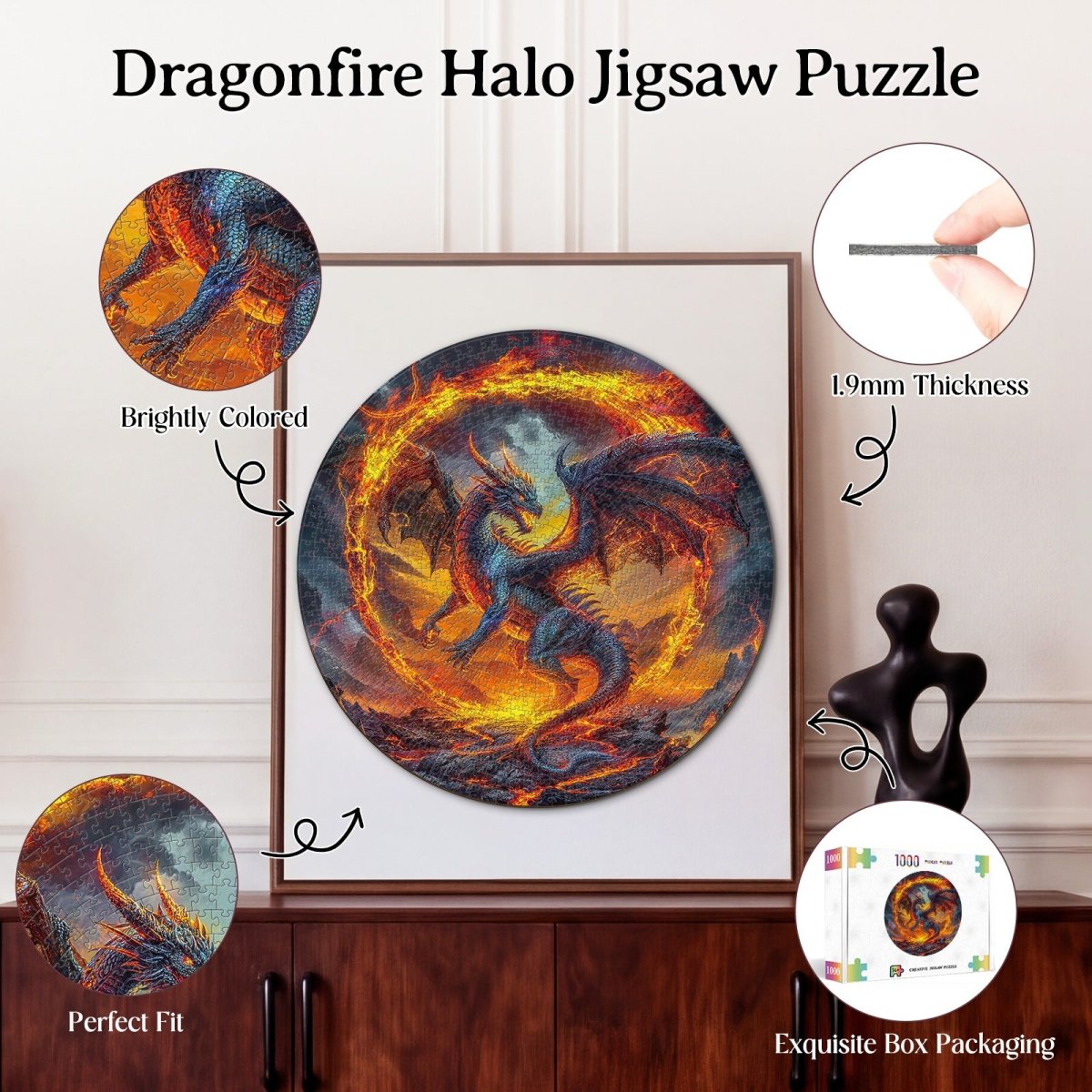 Artistic 1000 - Piece Cardboard Jigsaw Puzzle - Dragonfire Halo - KAAYEE Puzzle