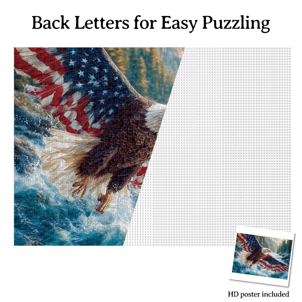 Artistic 1000 - Piece Cardboard Jigsaw Puzzle - Flag Bald Eagle 1 - KAAYEE Puzzle