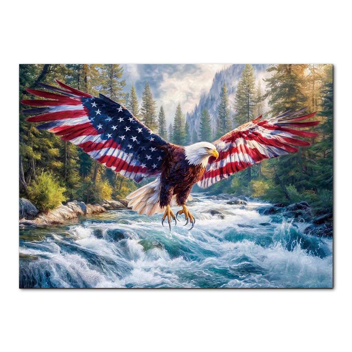 Artistic 1000 - Piece Cardboard Jigsaw Puzzle - Flag Bald Eagle 2 - KAAYEE Puzzle
