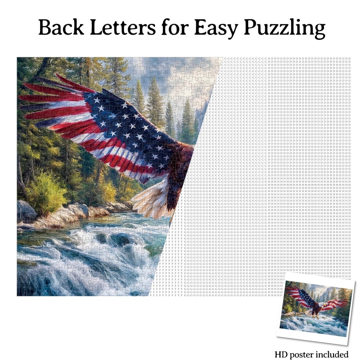 Artistic 1000 - Piece Cardboard Jigsaw Puzzle - Flag Bald Eagle 2 - KAAYEE Puzzle