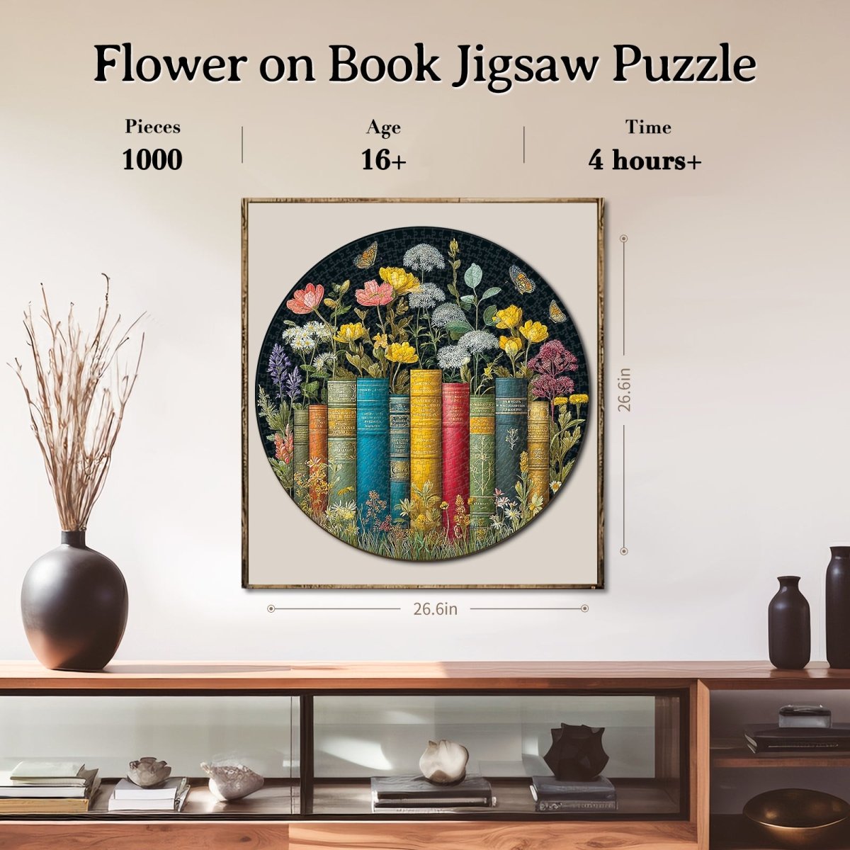 Artistic 1000 - Piece Cardboard Jigsaw Puzzle - Flower on Book - KAAYEE Puzzle