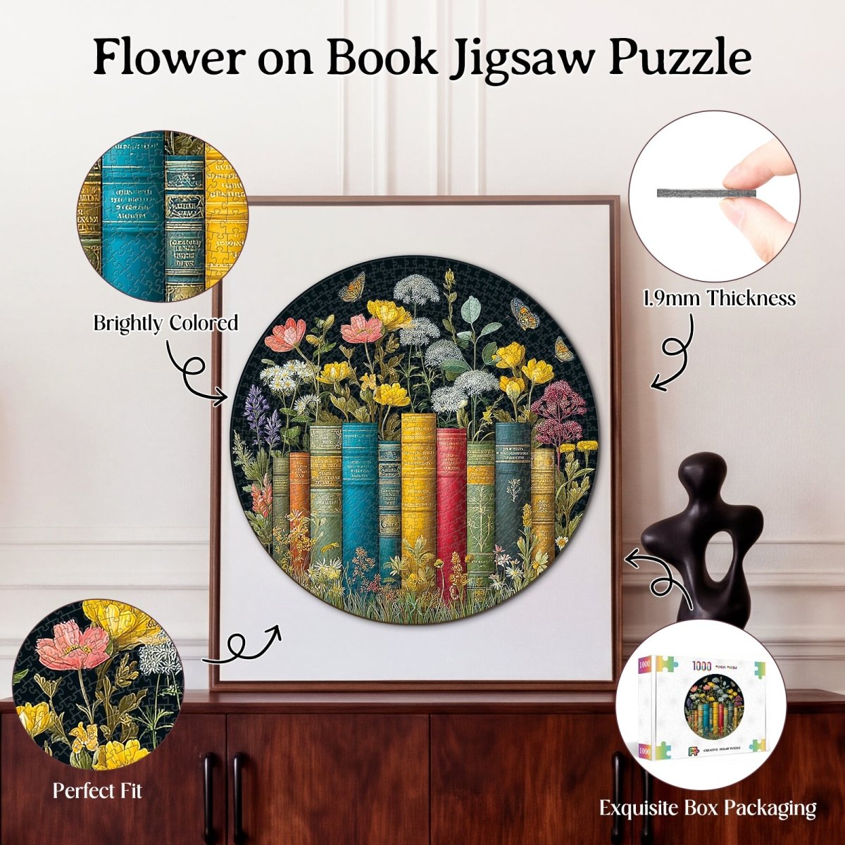 Artistic 1000 - Piece Cardboard Jigsaw Puzzle - Flower on Book - KAAYEE Puzzle
