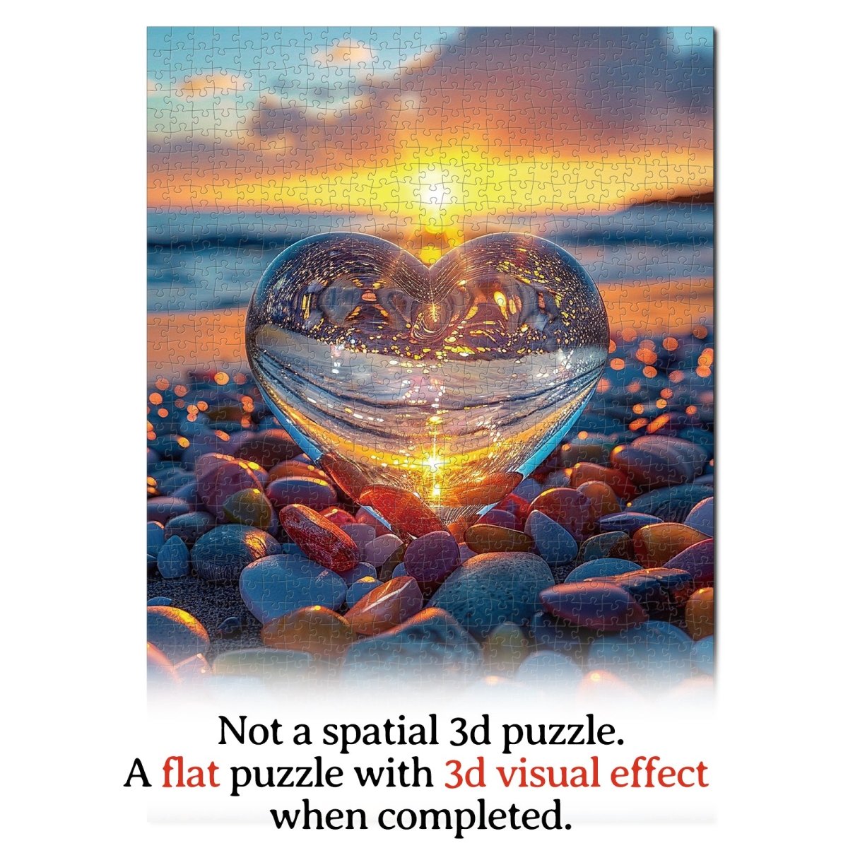 Artistic 1000 - Piece Cardboard Jigsaw Puzzle - Glass Heart Sunset - KAAYEE Puzzle