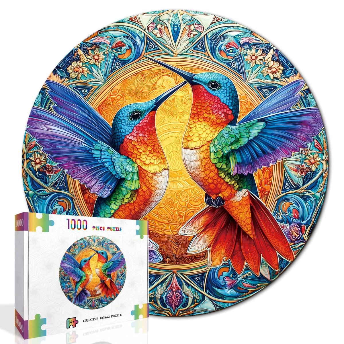 Artistic 1000 - Piece Cardboard Jigsaw Puzzle - Hummingbirds in Radiance - KAAYEE Puzzle