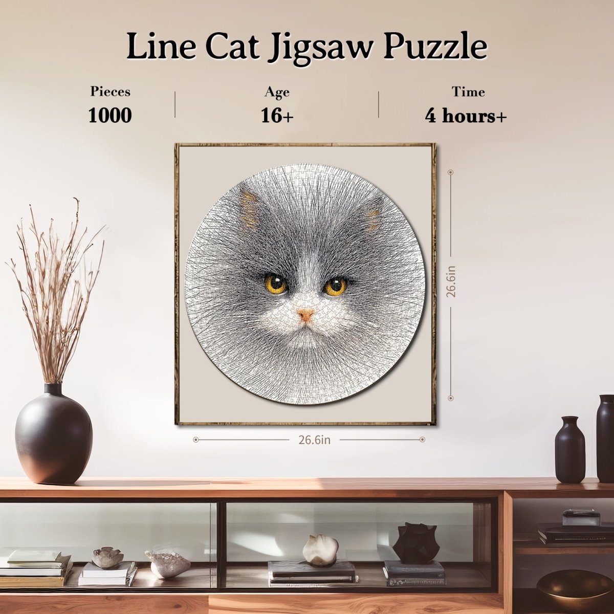 Artistic 1000 - Piece Cardboard Jigsaw Puzzle - Line Cat - KAAYEE Puzzle