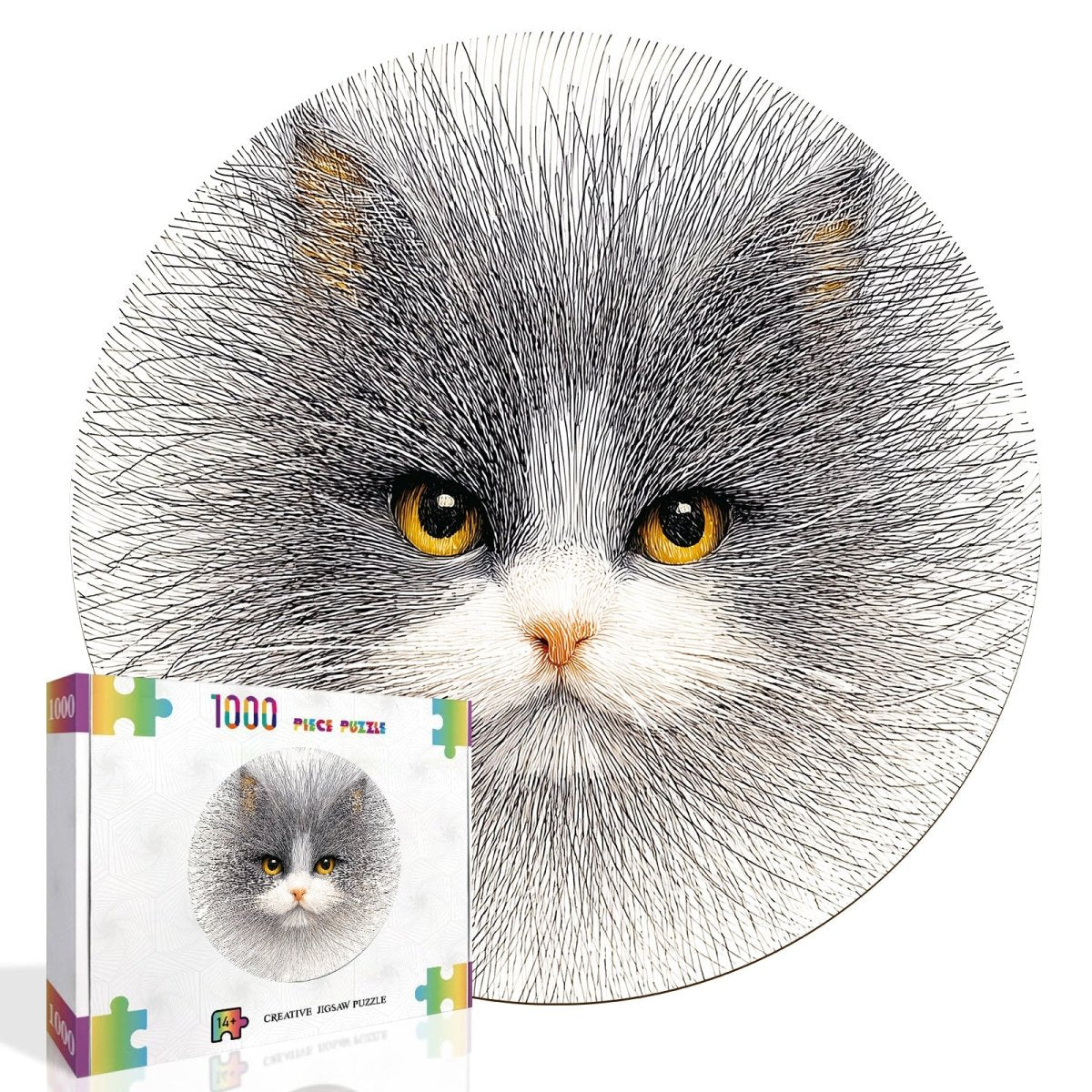 Artistic 1000 - Piece Cardboard Jigsaw Puzzle - Line Cat - KAAYEE Puzzle