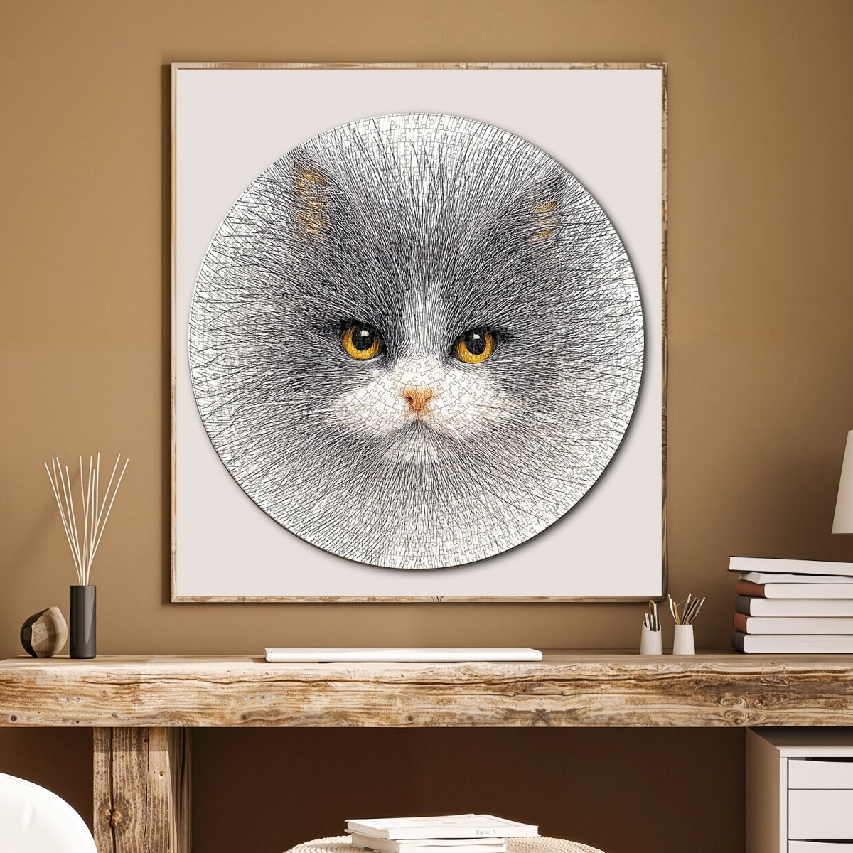 Artistic 1000 - Piece Cardboard Jigsaw Puzzle - Line Cat - KAAYEE Puzzle