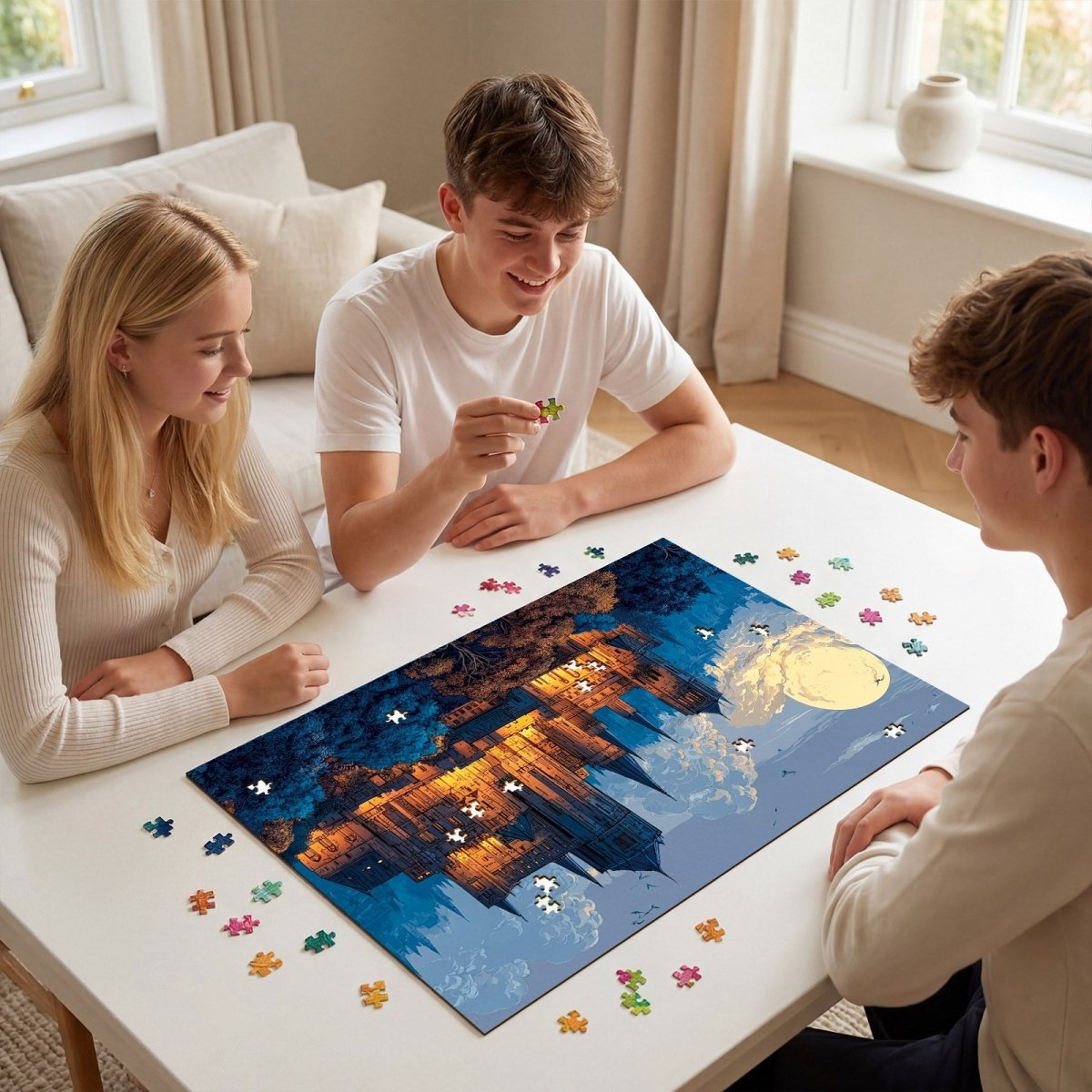 Artistic 1000 - Piece Cardboard Jigsaw Puzzle - Moonlit Castle - KAAYEE Puzzle