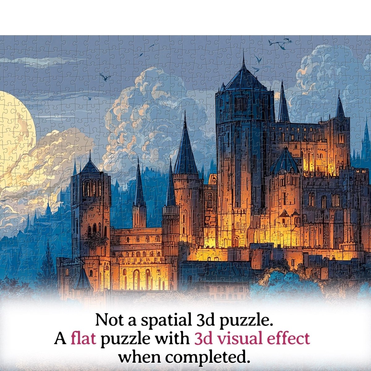 Artistic 1000 - Piece Cardboard Jigsaw Puzzle - Moonlit Castle - KAAYEE Puzzle