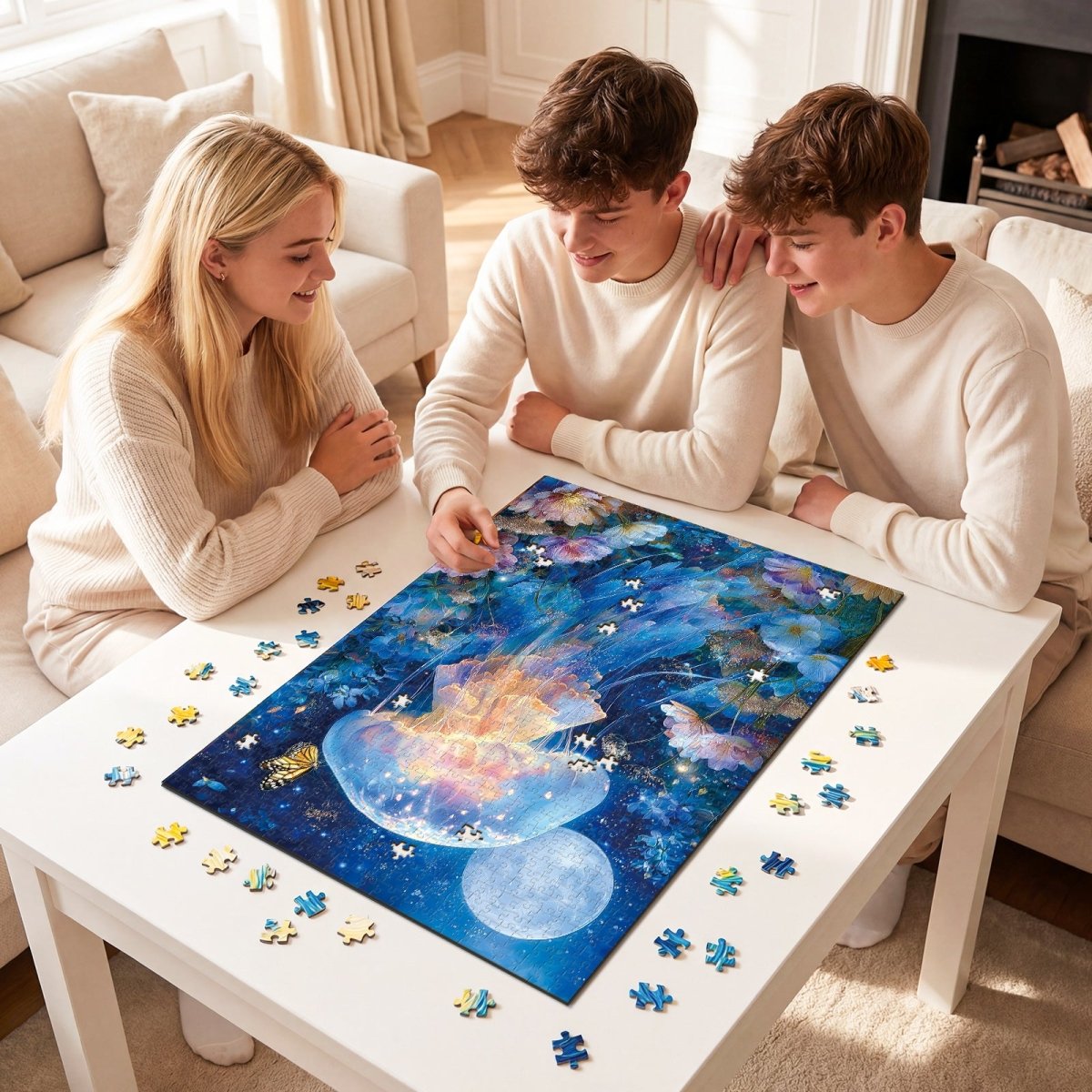 Artistic 1000 - Piece Cardboard Jigsaw Puzzle - Moonlit Jellyfish - KAAYEE Puzzle
