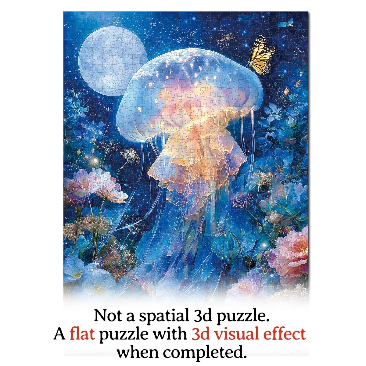 Artistic 1000 - Piece Cardboard Jigsaw Puzzle - Moonlit Jellyfish - KAAYEE Puzzle