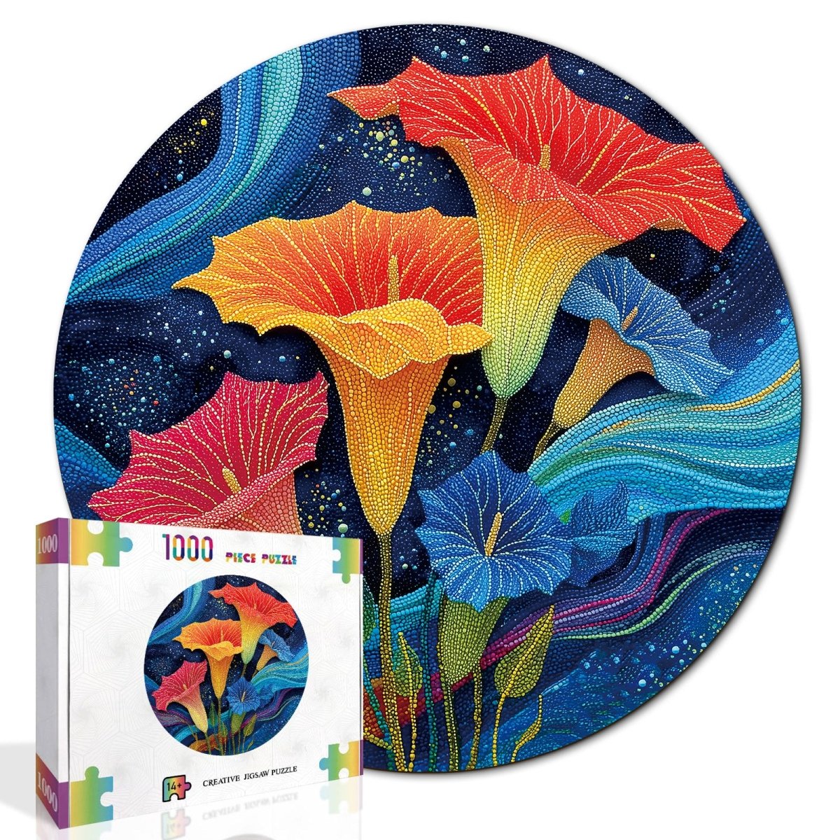 Artistic 1000 - Piece Cardboard Jigsaw Puzzle - Moonlit Waves of Flowers - KAAYEE Puzzle