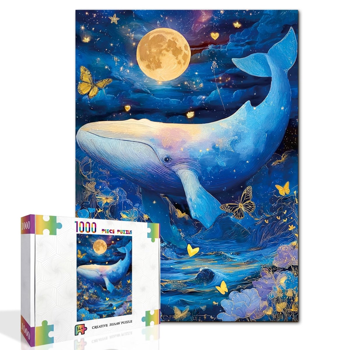 Artistic 1000 - Piece Cardboard Jigsaw Puzzle - Moonlit Whale - KAAYEE Puzzle