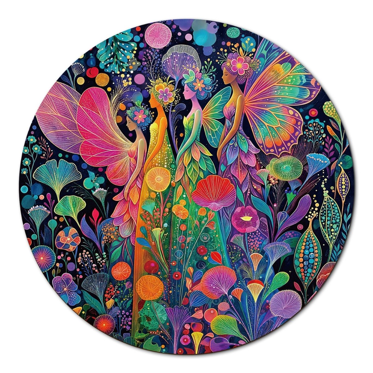 Artistic 1000 - Piece Cardboard Jigsaw Puzzle - Neon Bloom Fairies - KAAYEE Puzzle