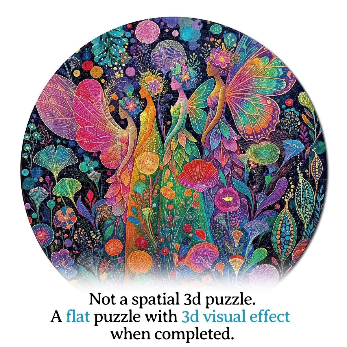Artistic 1000 - Piece Cardboard Jigsaw Puzzle - Neon Bloom Fairies - KAAYEE Puzzle