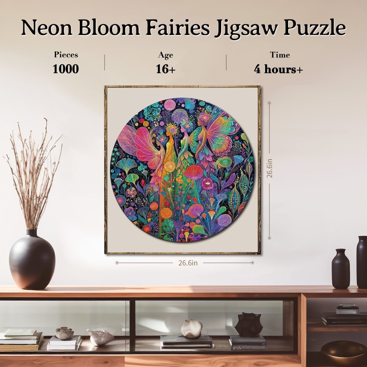 Artistic 1000 - Piece Cardboard Jigsaw Puzzle - Neon Bloom Fairies - KAAYEE Puzzle