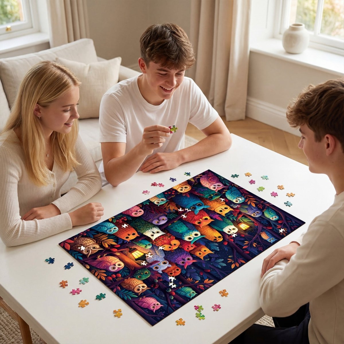 Artistic 1000 - Piece Cardboard Jigsaw Puzzle - Owl Grove - KAAYEE Puzzle