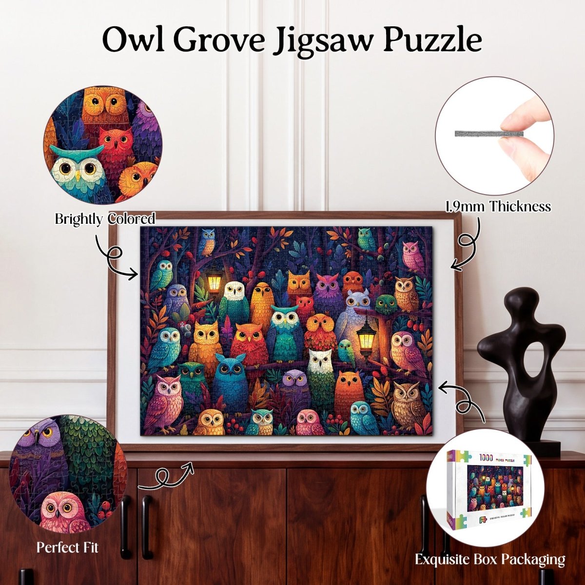 Artistic 1000 - Piece Cardboard Jigsaw Puzzle - Owl Grove - KAAYEE Puzzle