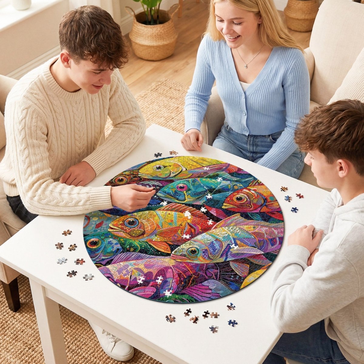 Artistic 1000 - Piece Cardboard Jigsaw Puzzle - Prismatic Fish Realm - KAAYEE Puzzle