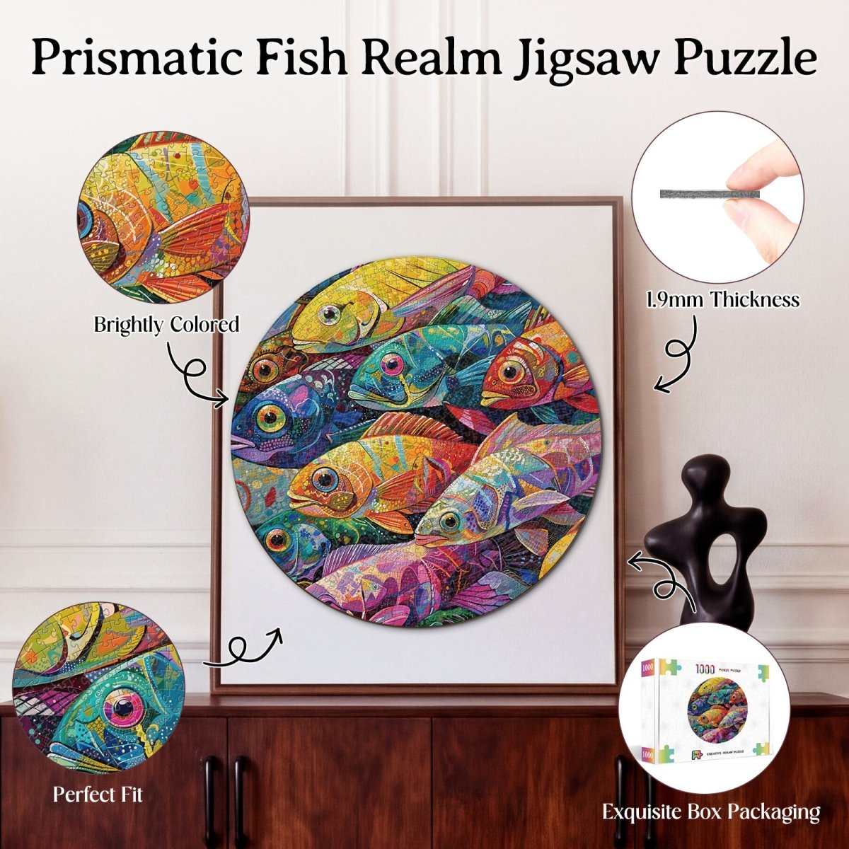 Artistic 1000 - Piece Cardboard Jigsaw Puzzle - Prismatic Fish Realm - KAAYEE Puzzle
