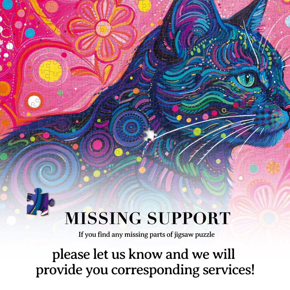 Artistic 1000 - Piece Cardboard Jigsaw Puzzle - Psychedelic Cat - KAAYEE Puzzle