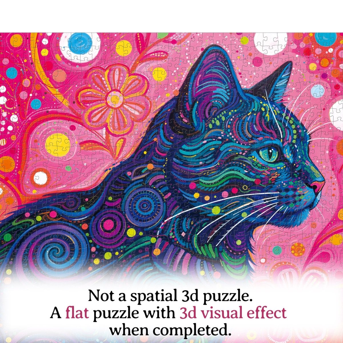 Artistic 1000 - Piece Cardboard Jigsaw Puzzle - Psychedelic Cat - KAAYEE Puzzle