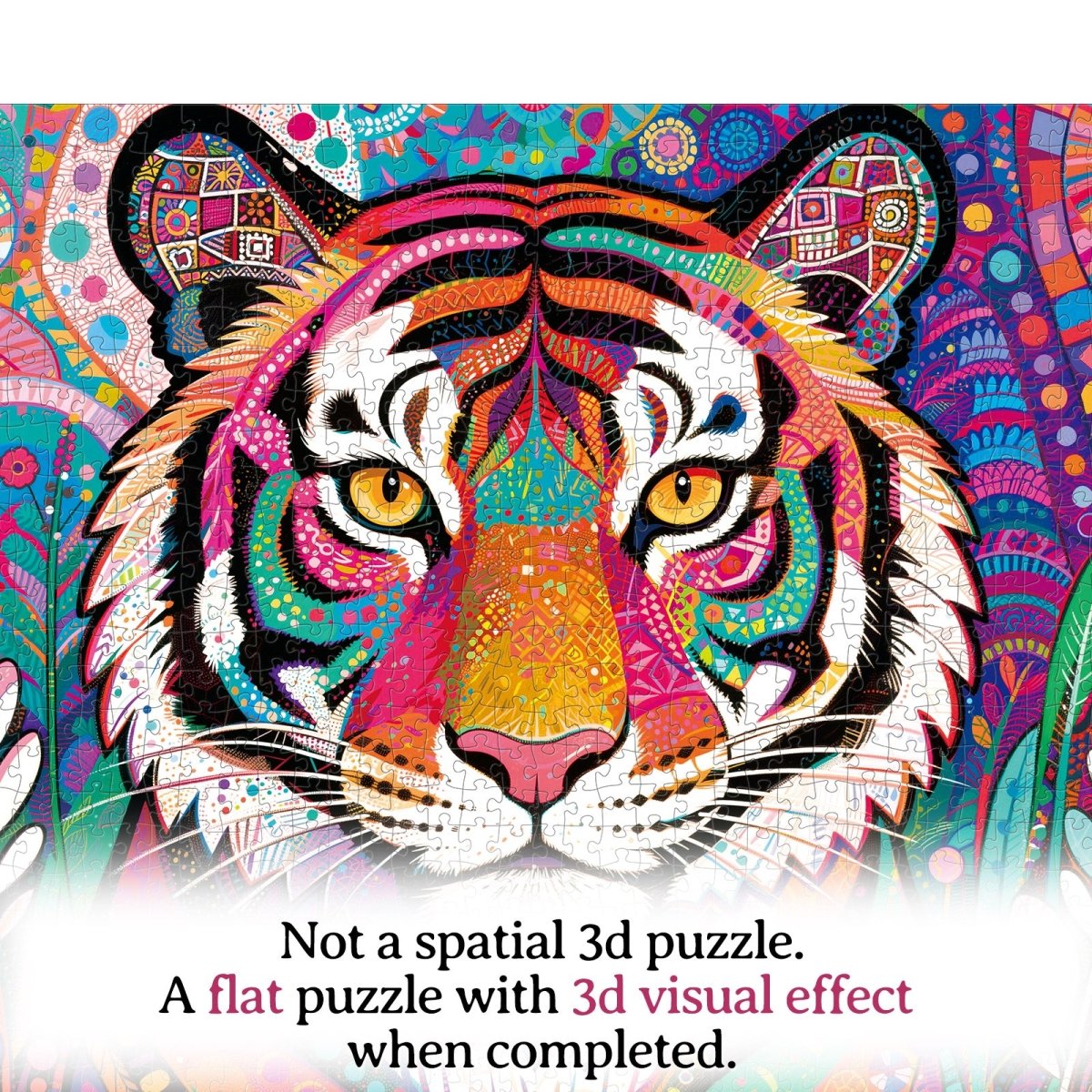 Artistic 1000 - Piece Cardboard Jigsaw Puzzle - Psychedelic Tiger King - KAAYEE Puzzle