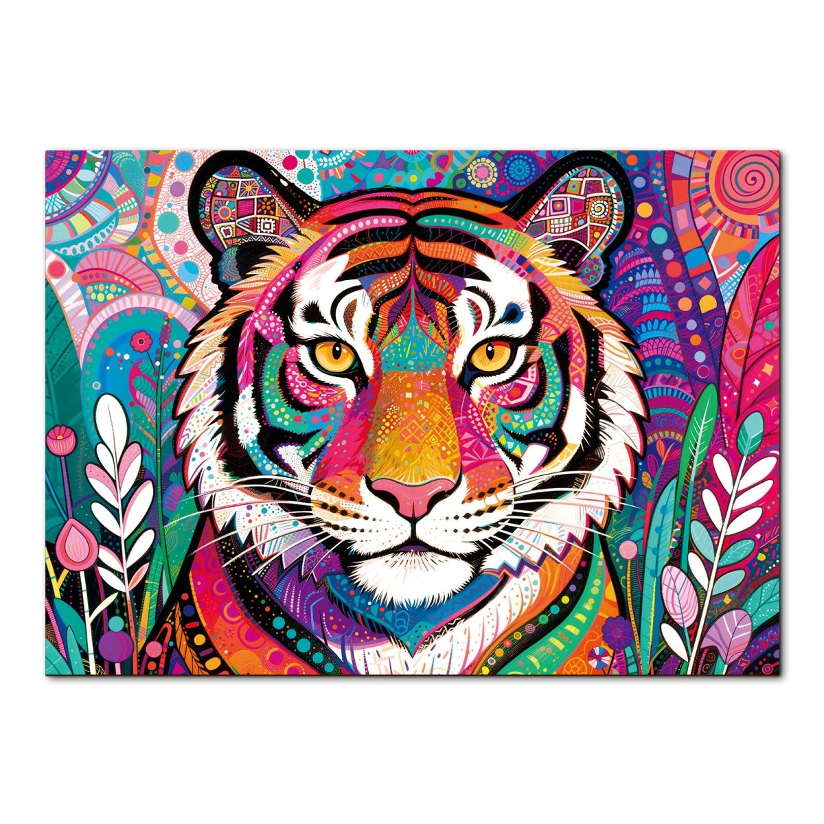 Artistic 1000 - Piece Cardboard Jigsaw Puzzle - Psychedelic Tiger King - KAAYEE Puzzle