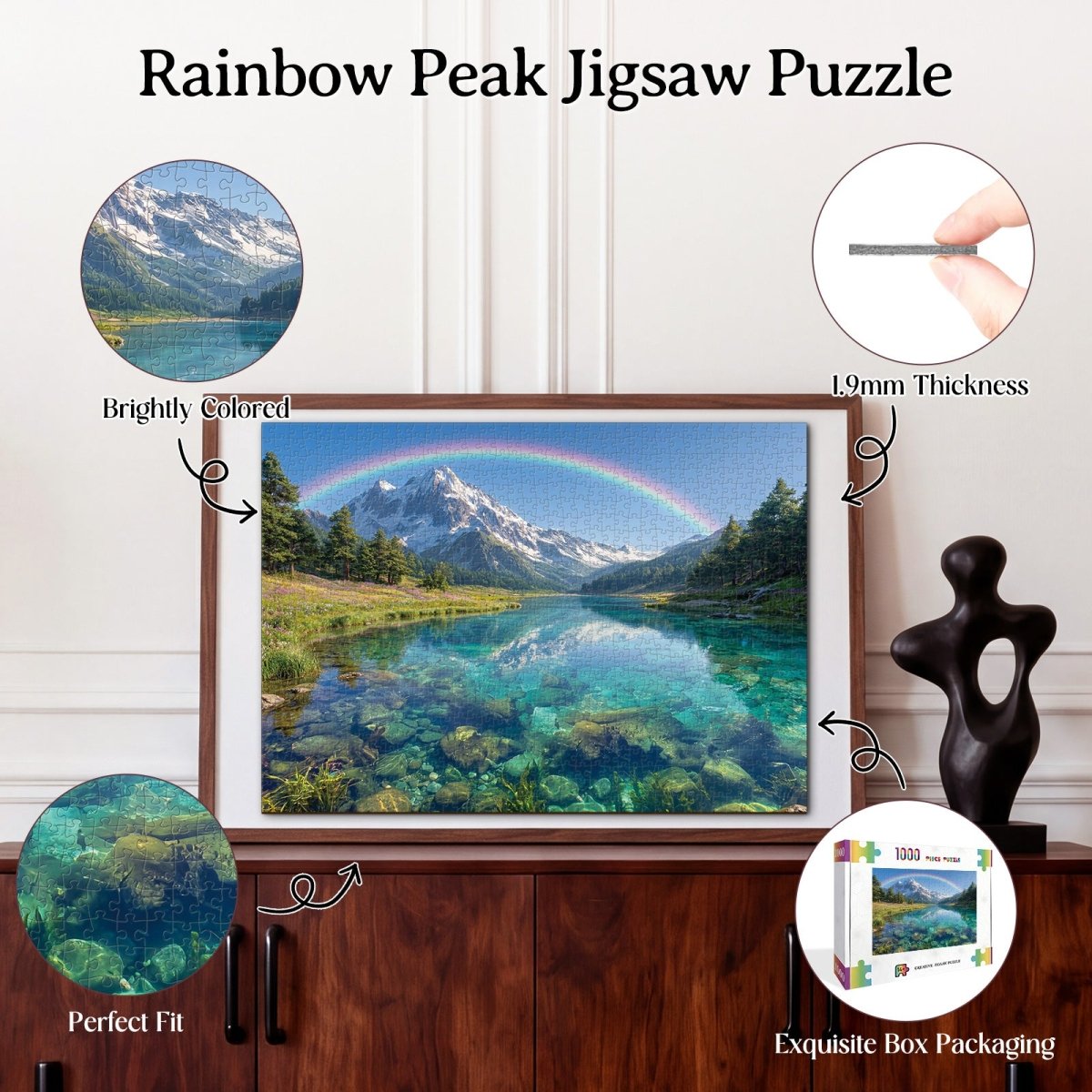 Artistic 1000 - Piece Cardboard Jigsaw Puzzle - Rainbow Peak - KAAYEE Puzzle