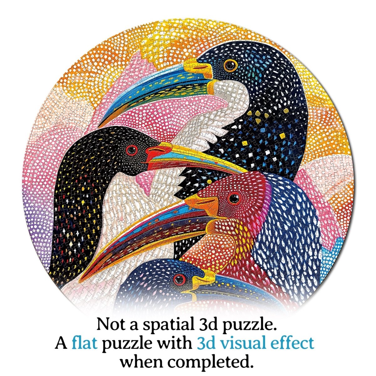 Artistic 1000 - Piece Cardboard Jigsaw Puzzle - Realm of Colorful Beaks - KAAYEE Puzzle