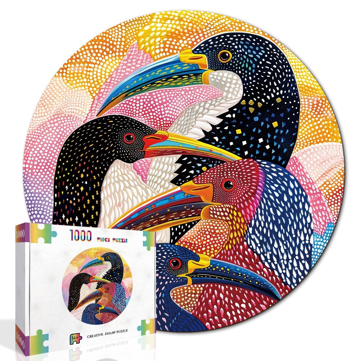 Artistic 1000 - Piece Cardboard Jigsaw Puzzle - Realm of Colorful Beaks - KAAYEE Puzzle