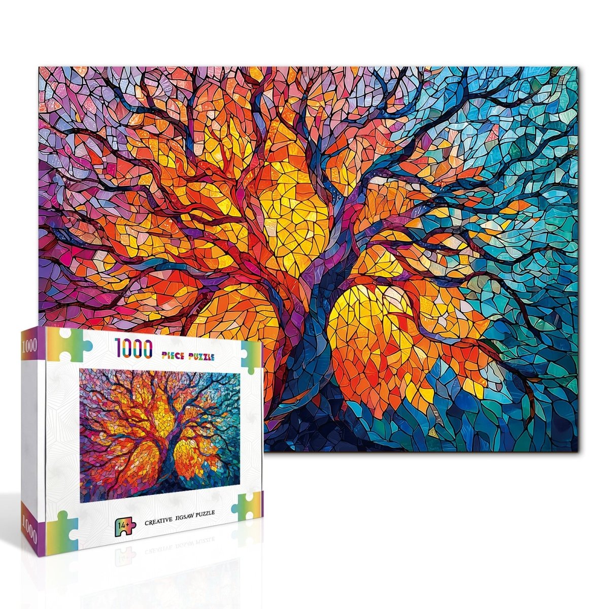 Artistic 1000 - Piece Cardboard Jigsaw Puzzle - Stained Glass Tree - KAAYEE Puzzle