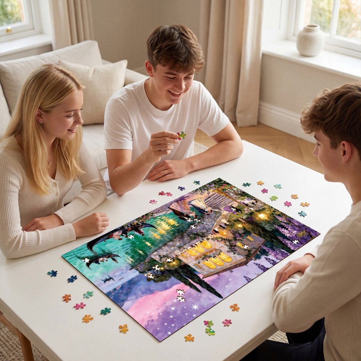 Artistic 1000 - Piece Cardboard Jigsaw Puzzle - Starlit Lakeside Ball - KAAYEE Puzzle