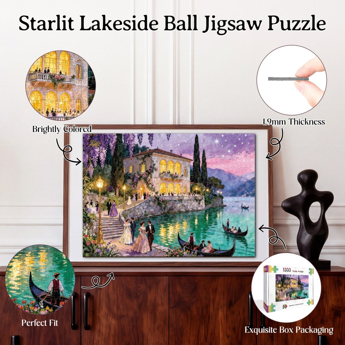 Artistic 1000 - Piece Cardboard Jigsaw Puzzle - Starlit Lakeside Ball - KAAYEE Puzzle