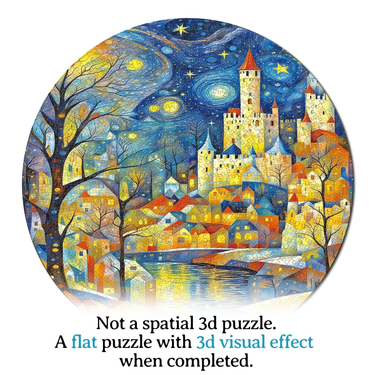 Artistic 1000 - Piece Cardboard Jigsaw Puzzle - Starry Night Castle - KAAYEE Puzzle