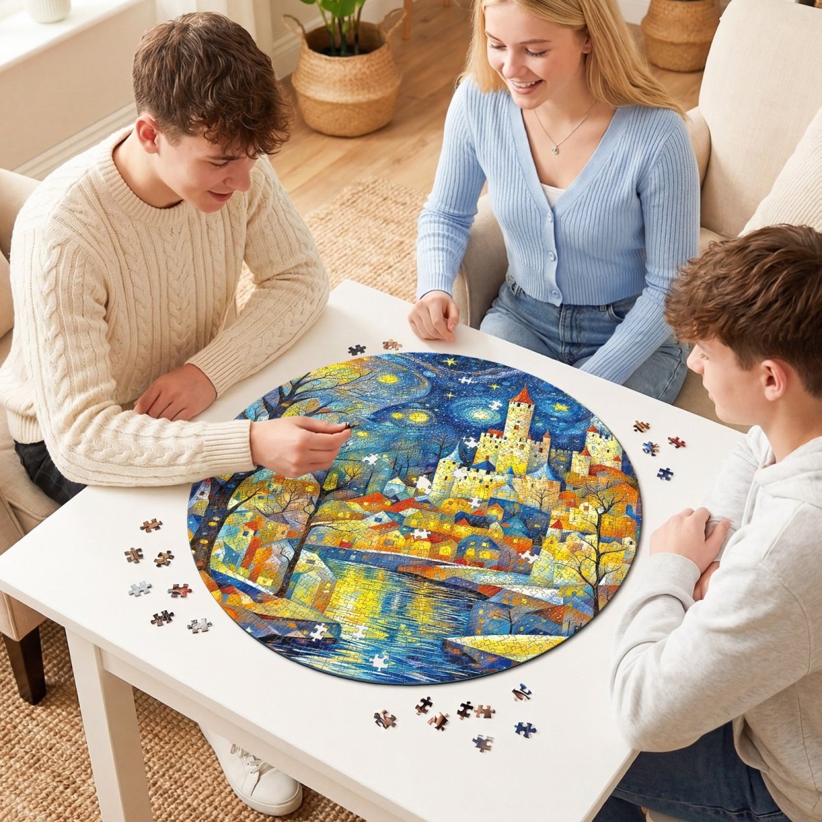 Artistic 1000 - Piece Cardboard Jigsaw Puzzle - Starry Night Castle - KAAYEE Puzzle
