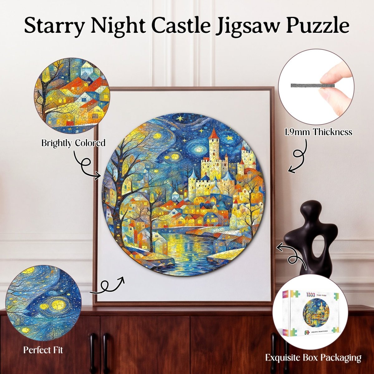 Artistic 1000 - Piece Cardboard Jigsaw Puzzle - Starry Night Castle - KAAYEE Puzzle
