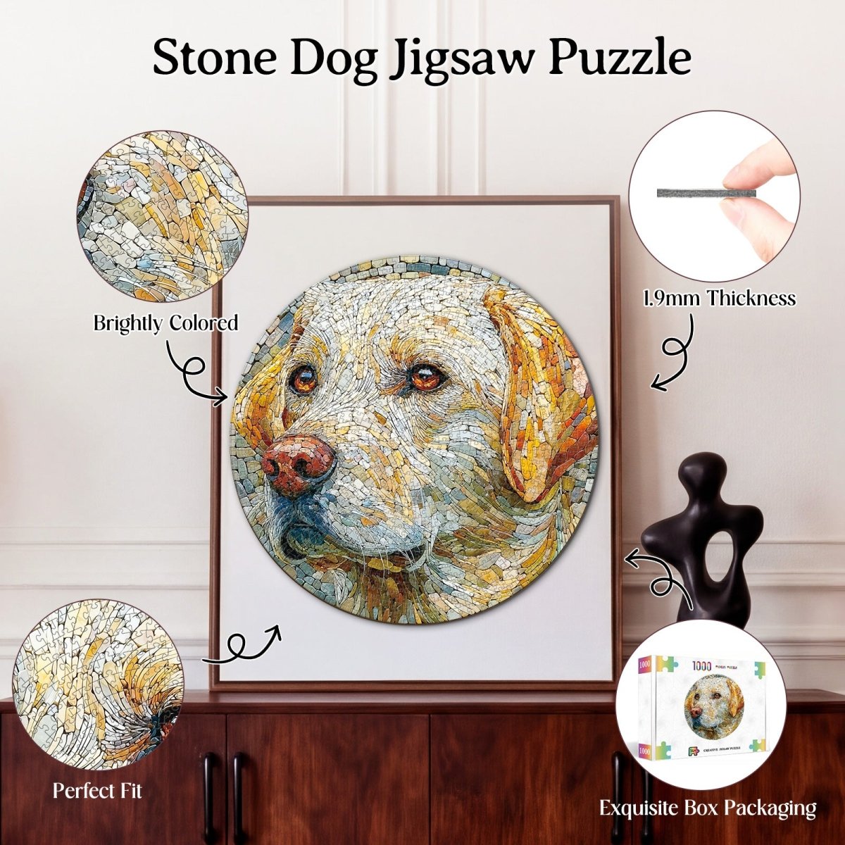 Artistic 1000 - Piece Cardboard Jigsaw Puzzle - Stone Dog - KAAYEE Puzzle