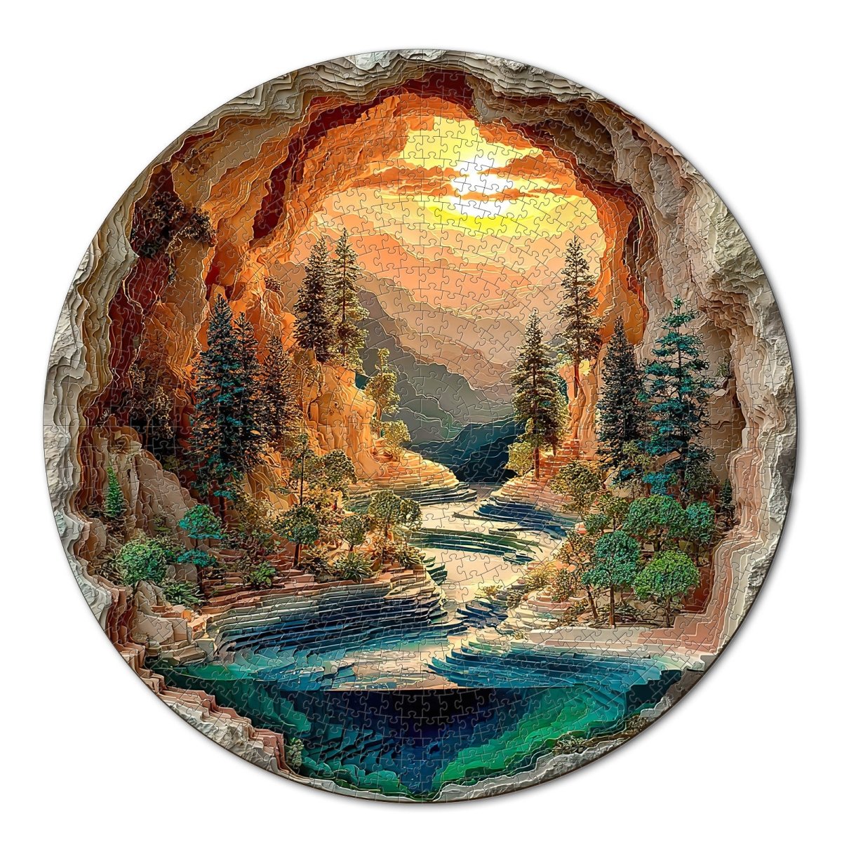Artistic 1000 - Piece Cardboard Jigsaw Puzzle - Sunlit Hidden Valley - KAAYEE Puzzle