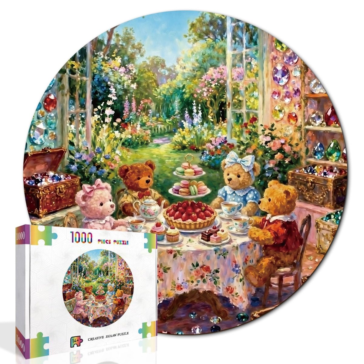 Artistic 1000 - Piece Cardboard Jigsaw Puzzle - Teddy Tea Time - KAAYEE Puzzle