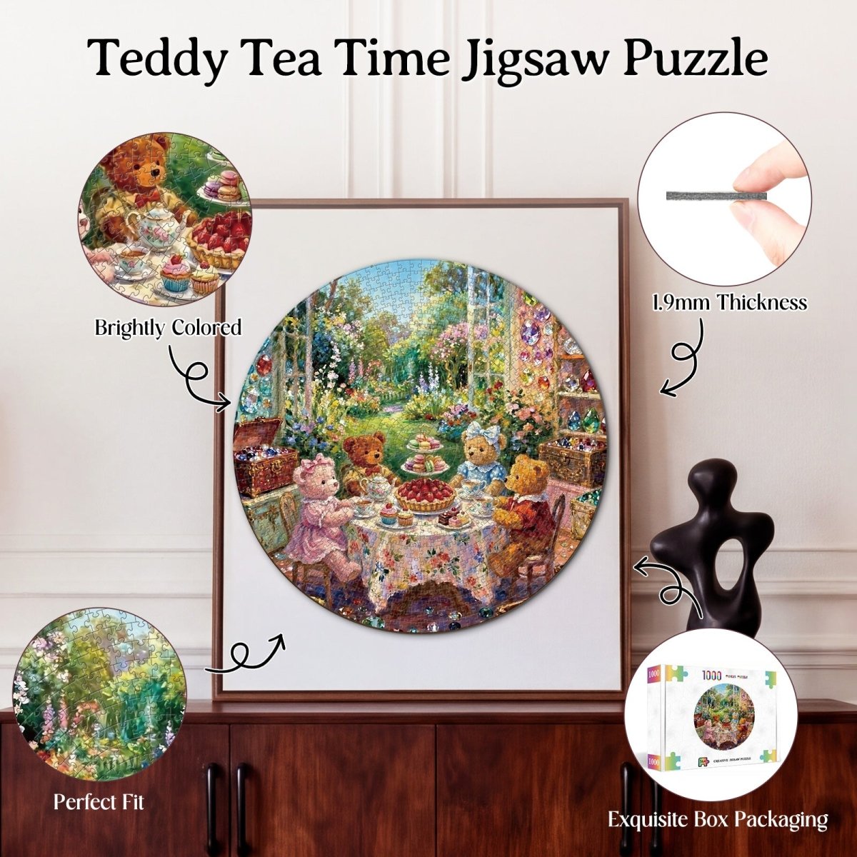 Artistic 1000 - Piece Cardboard Jigsaw Puzzle - Teddy Tea Time - KAAYEE Puzzle