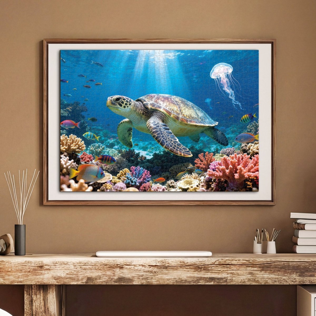 Artistic 1000 - Piece Cardboard Jigsaw Puzzle - The Sea Turtle of Light - KAAYEE Puzzle