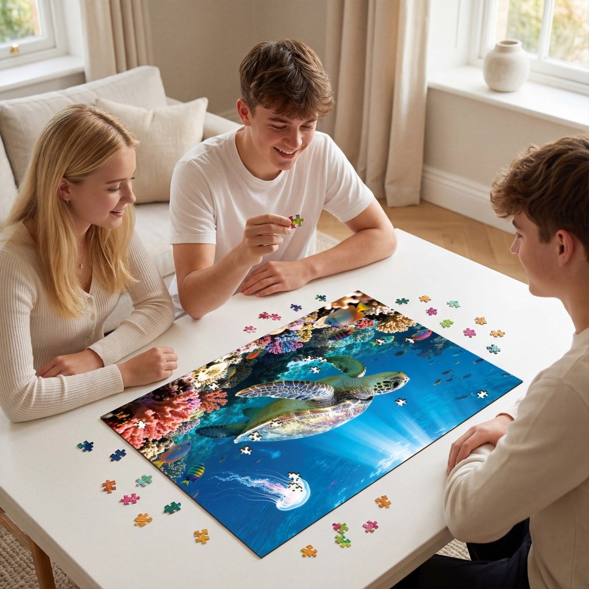 Artistic 1000 - Piece Cardboard Jigsaw Puzzle - The Sea Turtle of Light - KAAYEE Puzzle